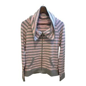 Calvin Klein Performance Pink Gray Striped Jacket Quick Dry Size Large